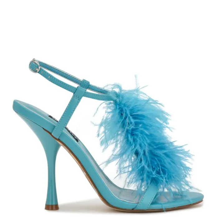 Million Ankle Strap Heeled Sandals Teal Women Nine West Heels