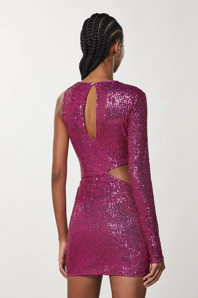 Mini Women Patrizia Pepe AllOver Sequin Dress Dark Dynamic Fuxia