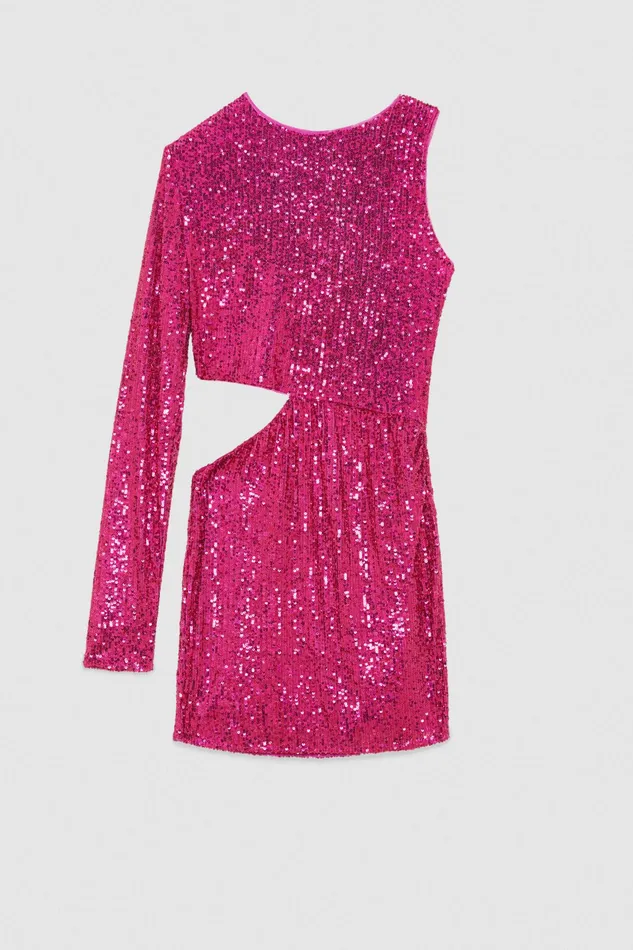 Mini Women Patrizia Pepe AllOver Sequin Dress Dark Dynamic Fuxia
