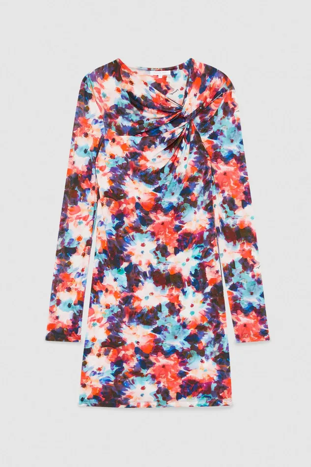 Mini Women Patrizia Pepe Draped Jersey Dress Hybrid Flower Print