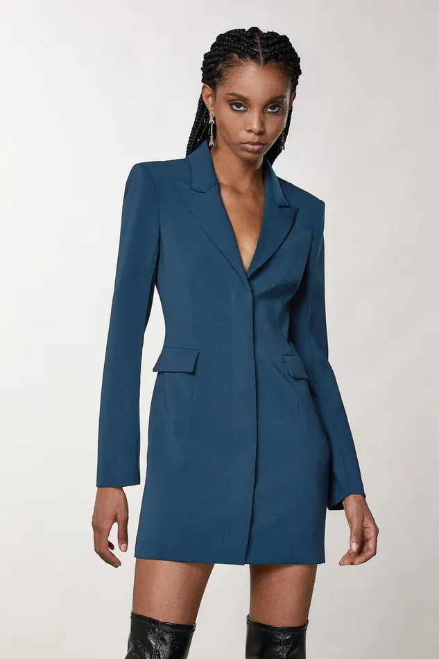 Mini Women Patrizia Pepe Essential Crepe Dress Jacket Petrol Blue