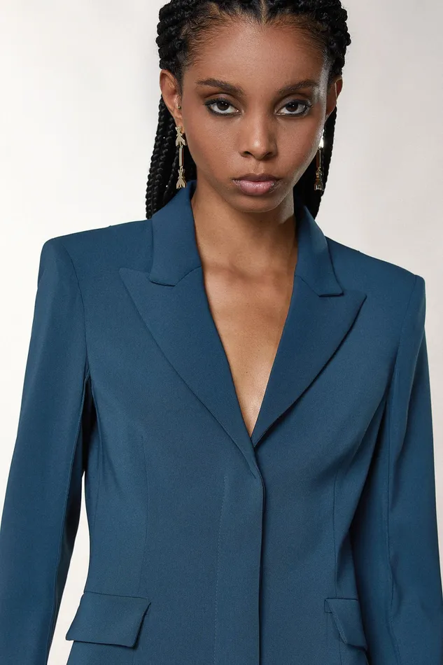 Mini Women Patrizia Pepe Essential Crepe Dress Jacket Petrol Blue