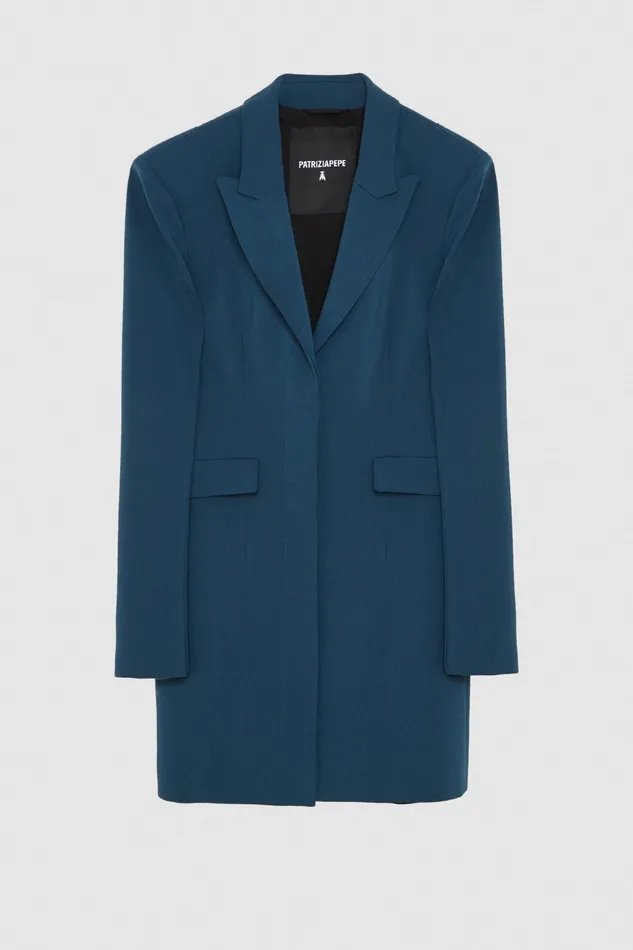 Mini Women Patrizia Pepe Essential Crepe Dress Jacket Petrol Blue