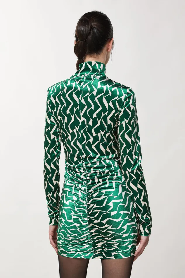 Mini Women Patrizia Pepe Essential Geometric Green Print Dress Geometric Green