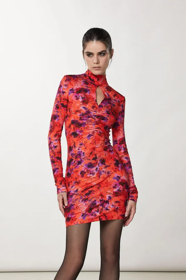 Mini Women Patrizia Pepe Essential Infrarouge Print Dress Smaller Infrarouge Print