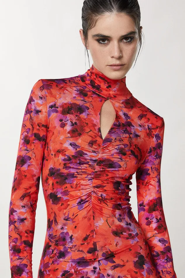 Mini Women Patrizia Pepe Essential Infrarouge Print Dress Smaller Infrarouge Print