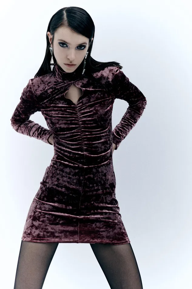 Mini Women Patrizia Pepe Essential Velvet Dress Organic Purple