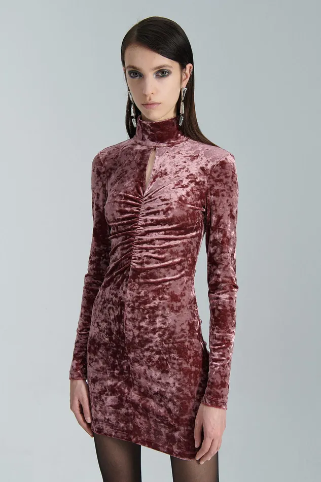 Mini Women Patrizia Pepe Essential Velvet Dress Organic Purple
