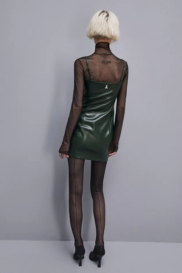 Mini Women Patrizia Pepe Mini Dress In Coated Fabric Tuscany Green
