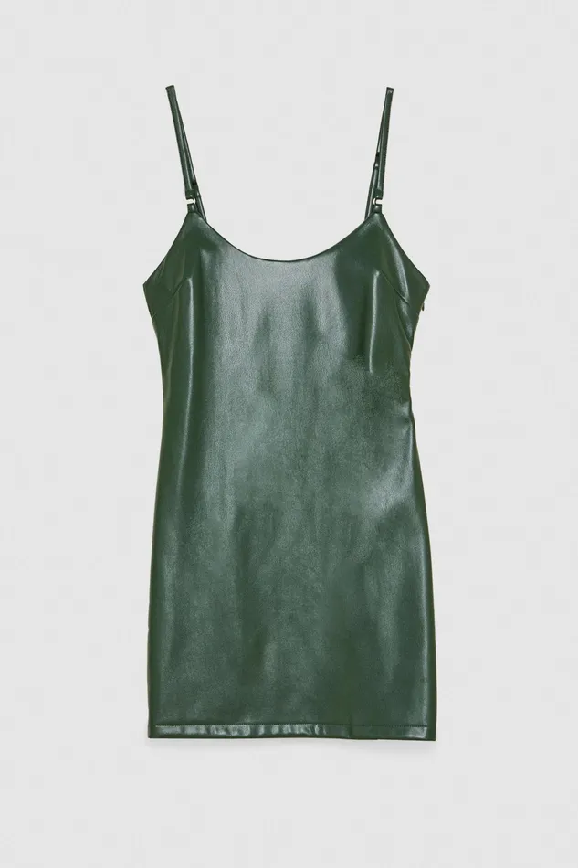 Mini Women Patrizia Pepe Mini Dress In Coated Fabric Tuscany Green