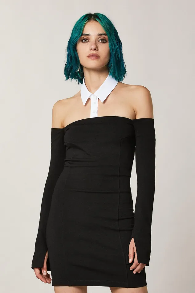 Mini Women Patrizia Pepe Mini Sheath Dress With Collar Nero