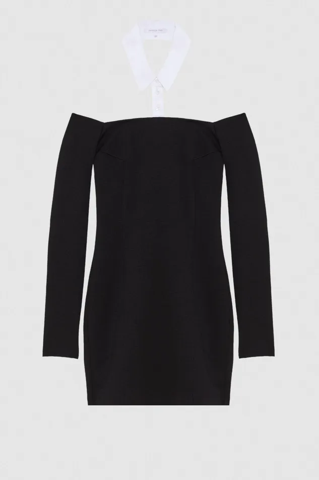 Mini Women Patrizia Pepe Mini Sheath Dress With Collar Nero