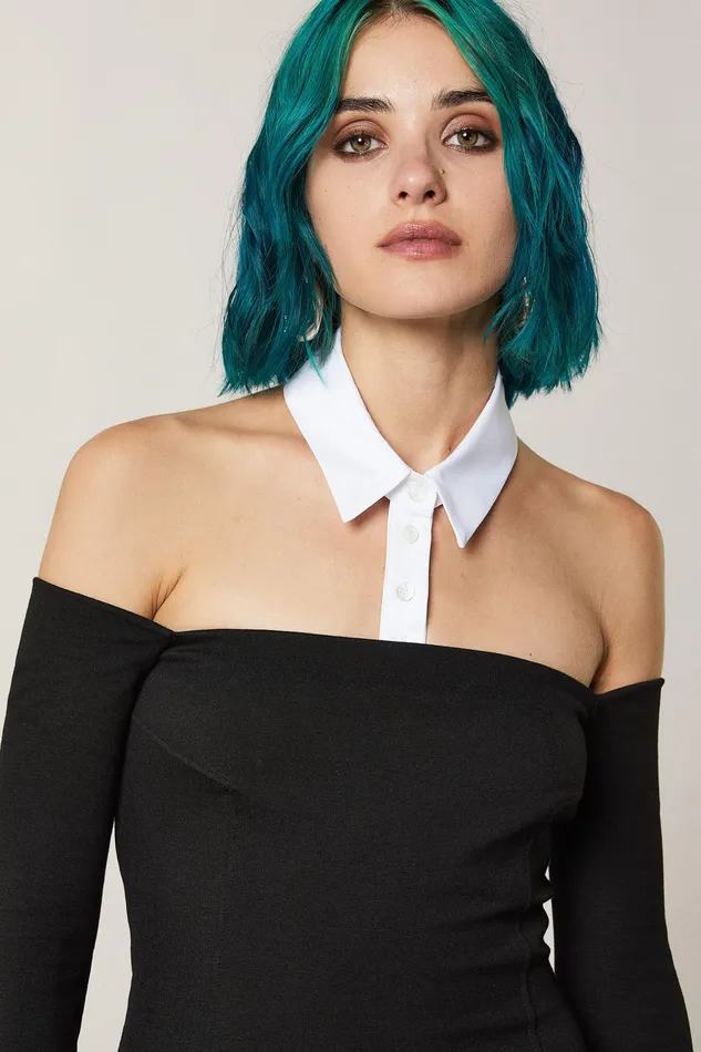 Mini Women Patrizia Pepe Mini Sheath Dress With Collar Nero