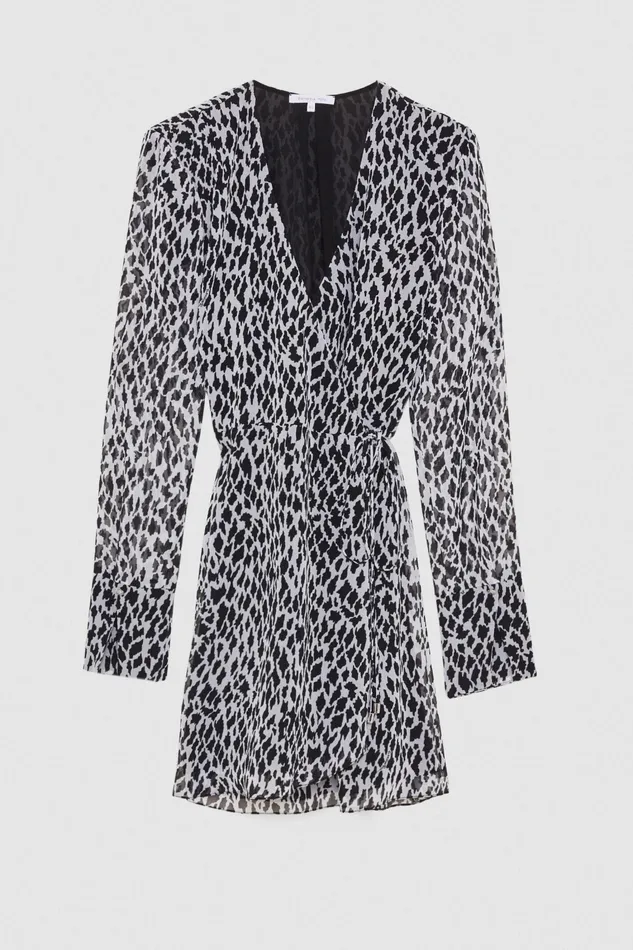 Mini Women Patrizia Pepe Patterned Georgette Dress Black White Fantasy