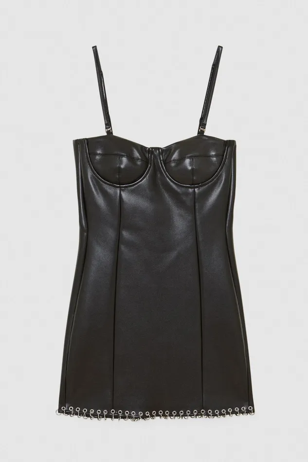 Mini Women Patrizia Pepe Slim Fit Sweetheart Neckline Dress Nero