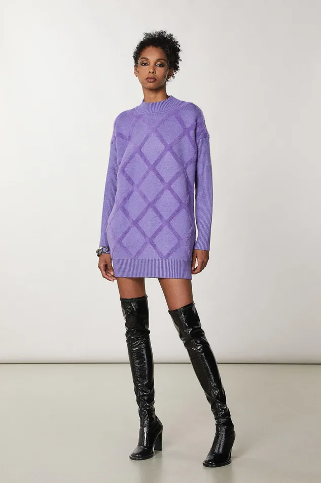 Mini Women Patrizia Pepe Viscose Sweater Dress Mineral Violet