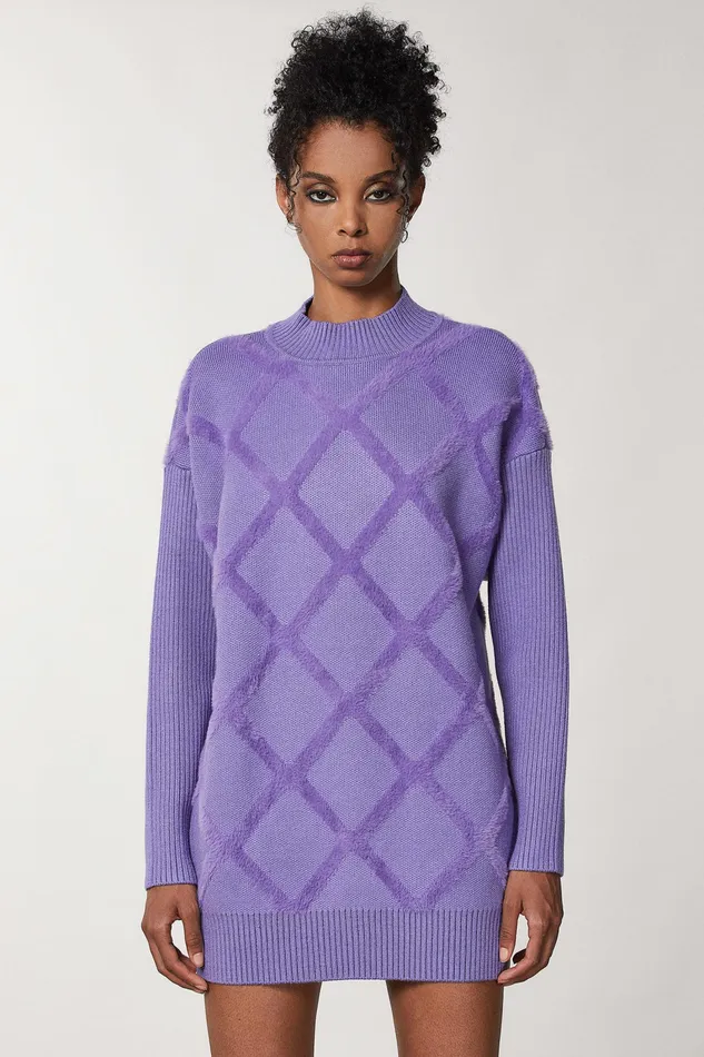 Mini Women Patrizia Pepe Viscose Sweater Dress Mineral Violet