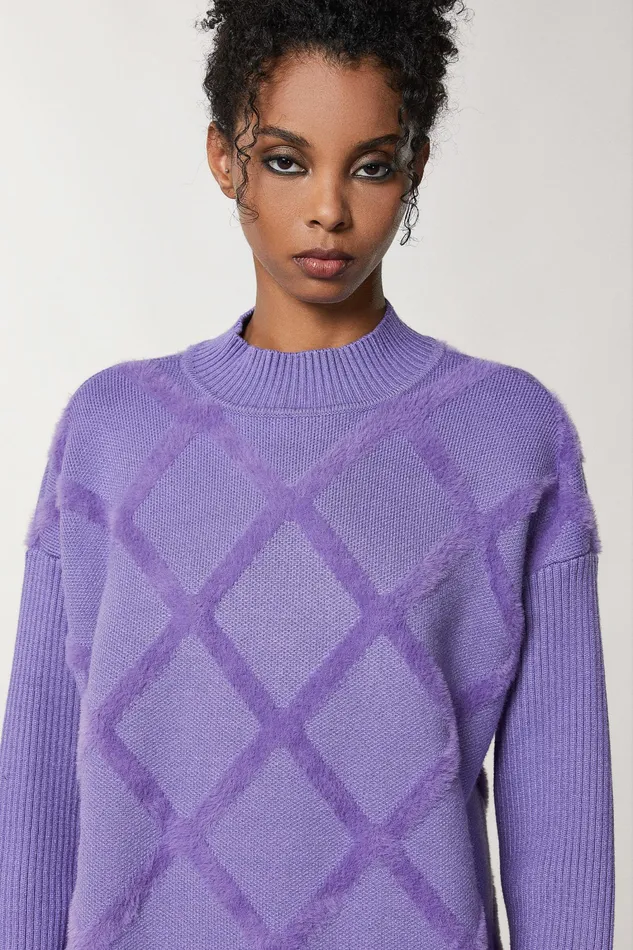 Mini Women Patrizia Pepe Viscose Sweater Dress Mineral Violet