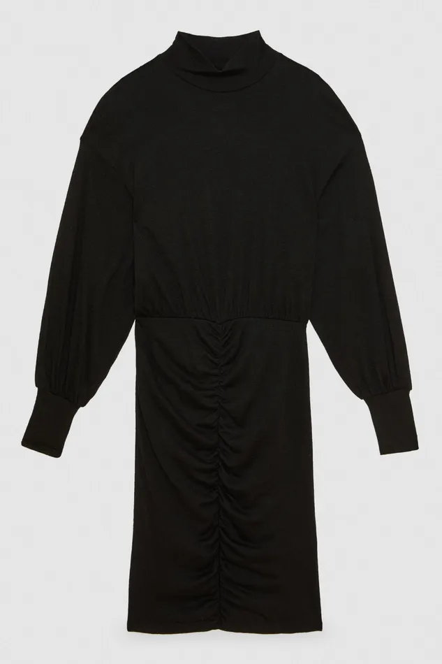 Mini Women Patrizia Pepe Wool Jersey Dress With Ruffle Nero