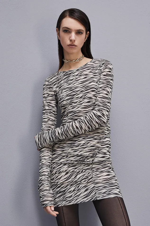 Mini Women Patrizia Pepe ZebraPattern Tulle Mini Dress Zebra Print Tulle