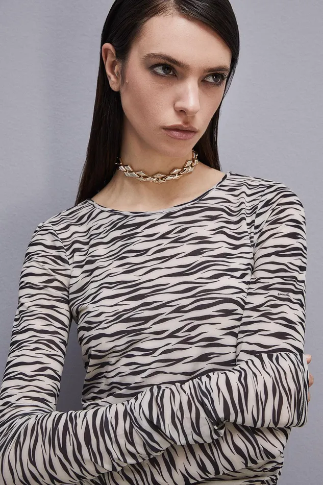 Mini Women Patrizia Pepe ZebraPattern Tulle Mini Dress Zebra Print Tulle