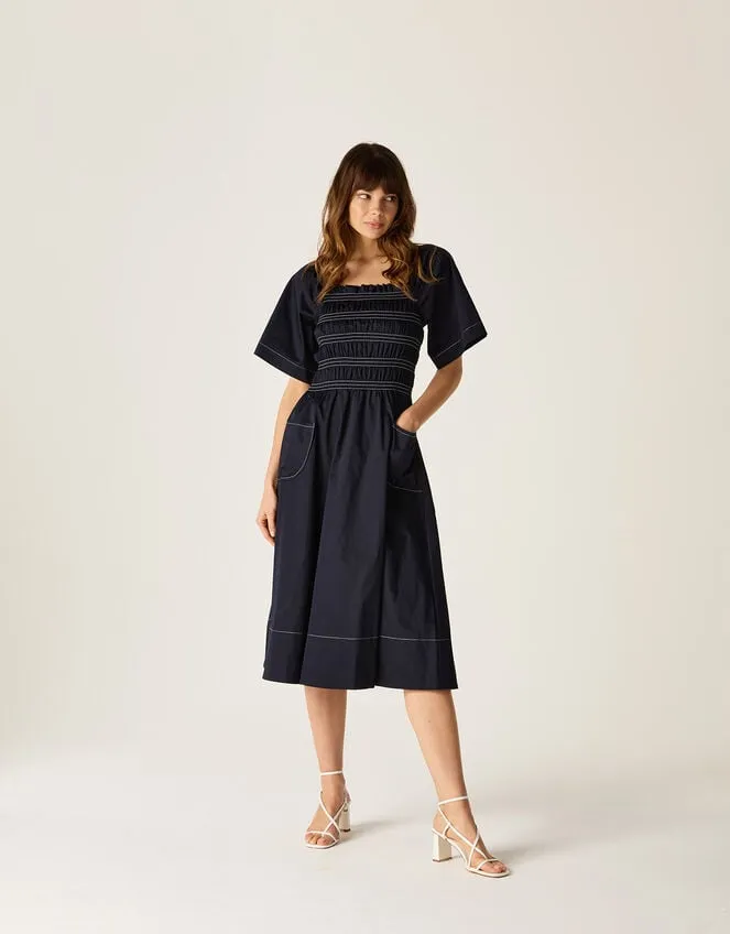 Mirla Beane Puff Sleeve Dress Blue Women Monsoon Dresses