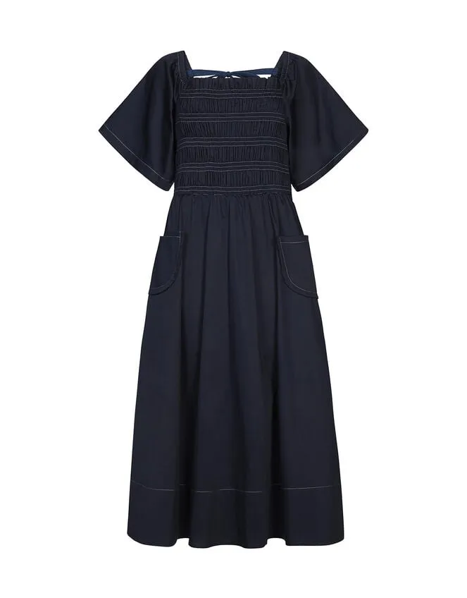 Mirla Beane Puff Sleeve Dress Blue Women Monsoon Dresses