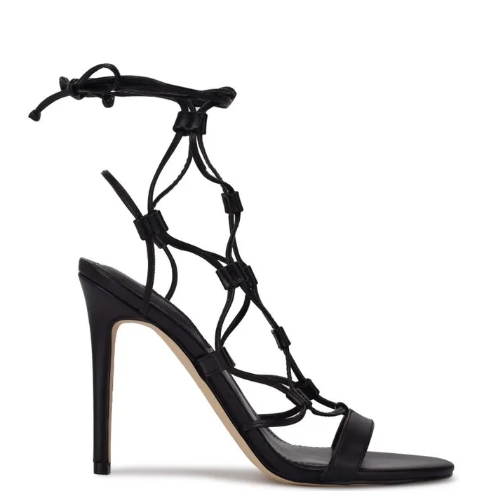 Mix Ankle Wrap Sandals Black Women Nine West Sandals