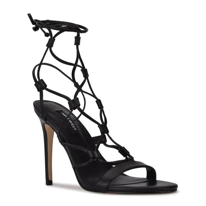 Mix Ankle Wrap Sandals Black Women Nine West Sandals