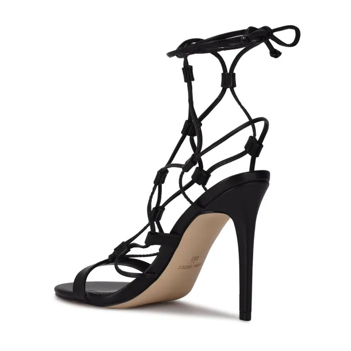 Mix Ankle Wrap Sandals Black Women Nine West Sandals