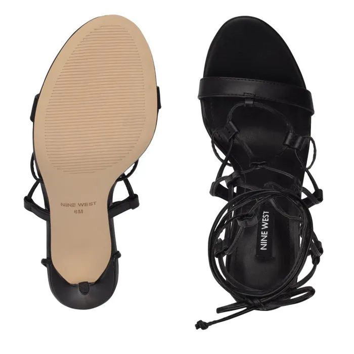 Mix Ankle Wrap Sandals Black Women Nine West Sandals