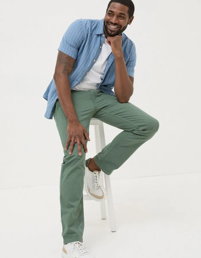 Modern Coastal Chinos Green Haze Men FatFace Trousers and Chinos