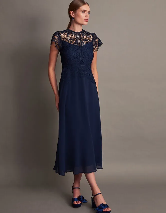 Monica Lace Midi Dress Blue Women Monsoon Occasionwear