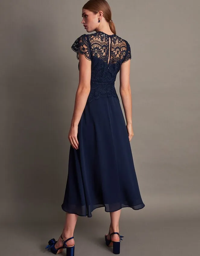 Monica Lace Midi Dress Blue Women Monsoon Occasionwear