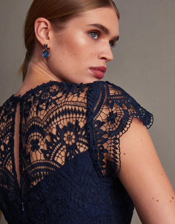 Monica Lace Midi Dress Blue Women Monsoon Occasionwear