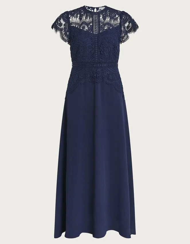 Monica Lace Midi Dress Blue Women Monsoon Occasionwear
