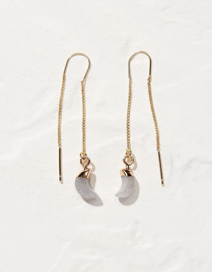 Moon Pull Through Earrings Gold Women FatFace Jewellery