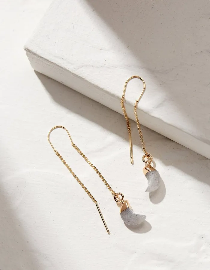 Moon Pull Through Earrings Gold Women FatFace Jewellery