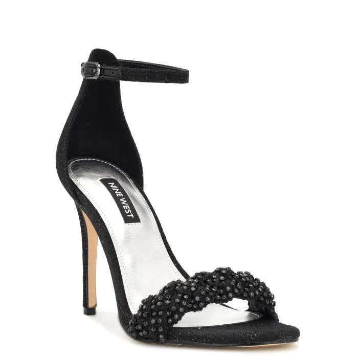 Morelov Heeled Sandals Black Crystal Women Nine West Heels