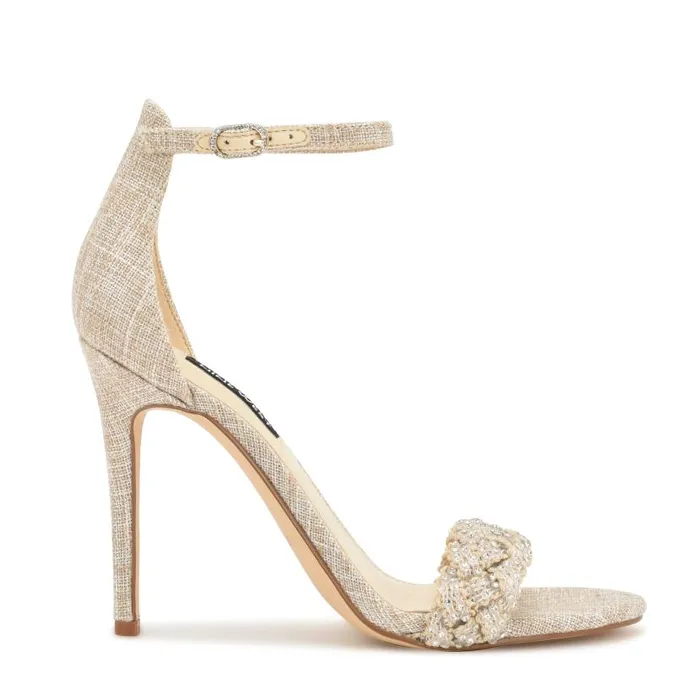 Morelov Heeled Sandals Natural Crystal Women Nine West Heels