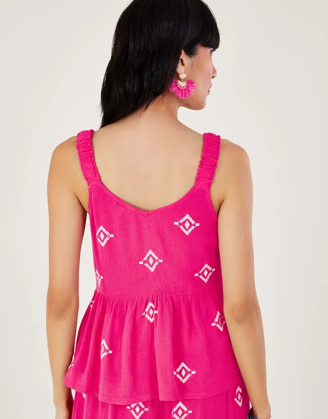 Motif Embroidered Cami In Lenzing Ecovero Pink Women Monsoon Tops and Blouses