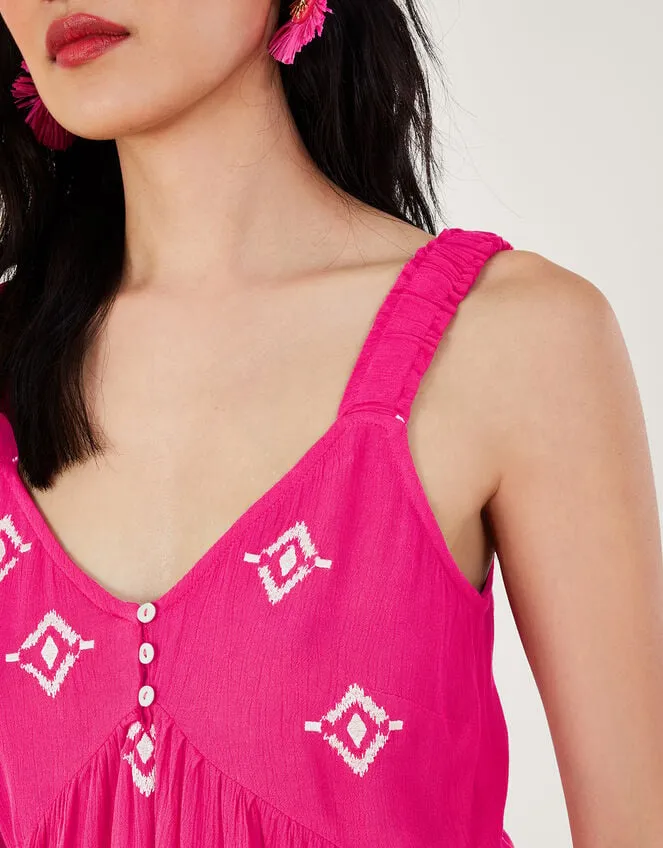 Motif Embroidered Cami In Lenzing Ecovero Pink Women Monsoon Tops and Blouses