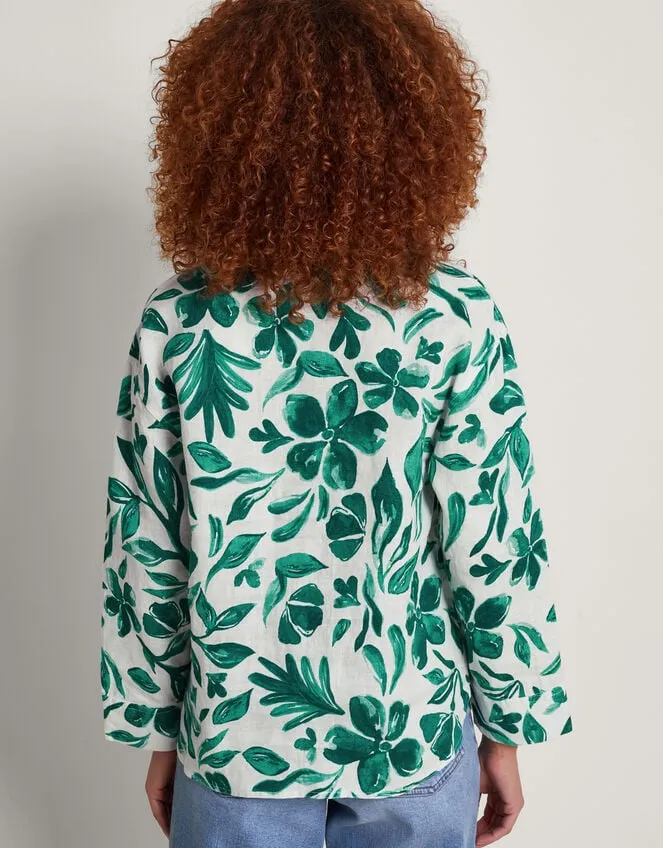 Naomi Print Linen Blouse Green Women Monsoon Tops and Blouses