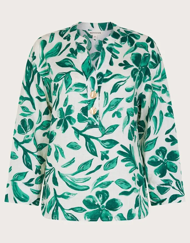 Naomi Print Linen Blouse Green Women Monsoon Tops and Blouses