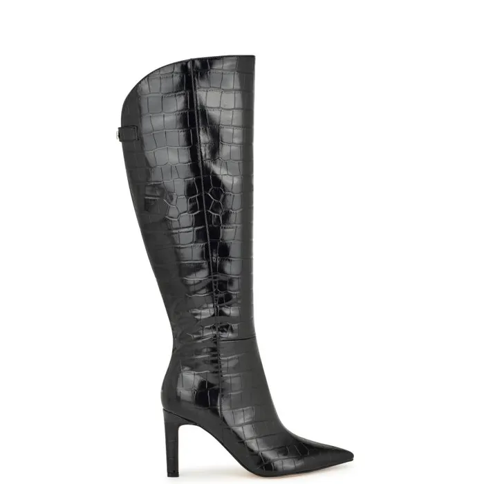 Napts Dress Boots Black Croco Women Nine West Boots and Booties
