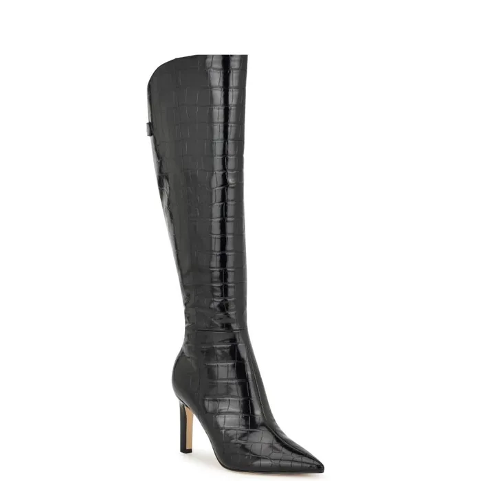Napts Dress Boots Black Croco Women Nine West Boots and Booties
