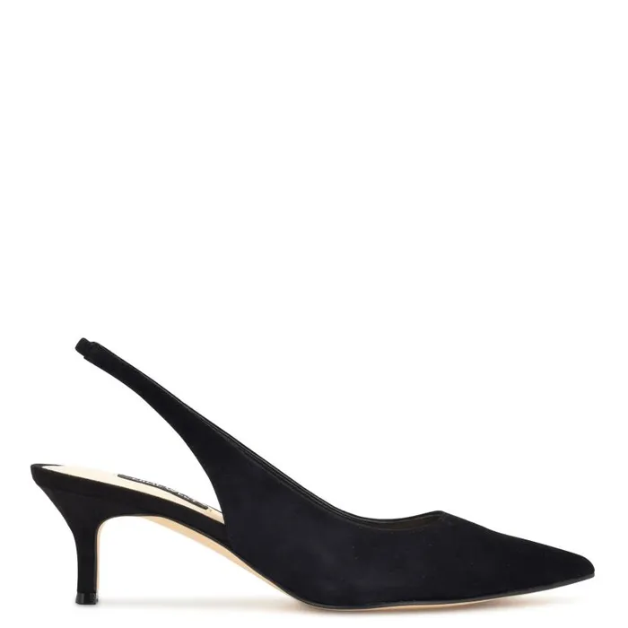 Nataly Slingback Pumps Black Suede Women Nine West Heels
