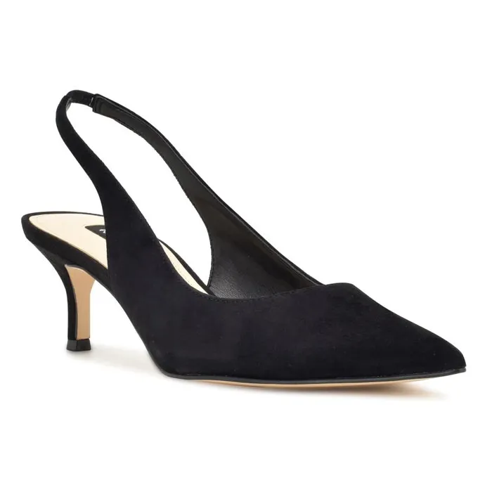 Nataly Slingback Pumps Black Suede Women Nine West Heels
