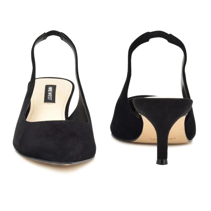 Nataly Slingback Pumps Black Suede Women Nine West Heels