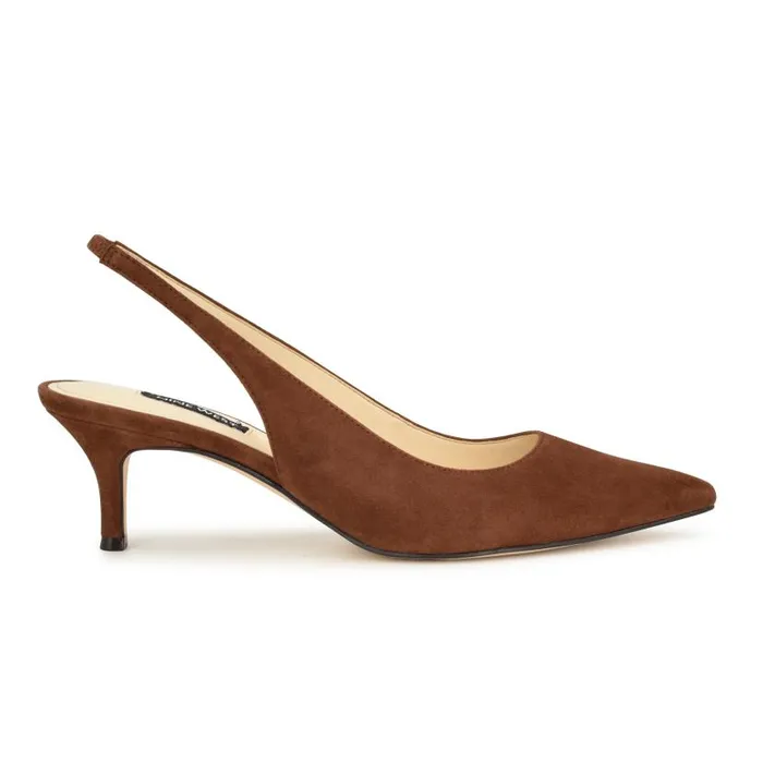 Nataly Slingback Pumps Brown Suede Women Nine West Heels